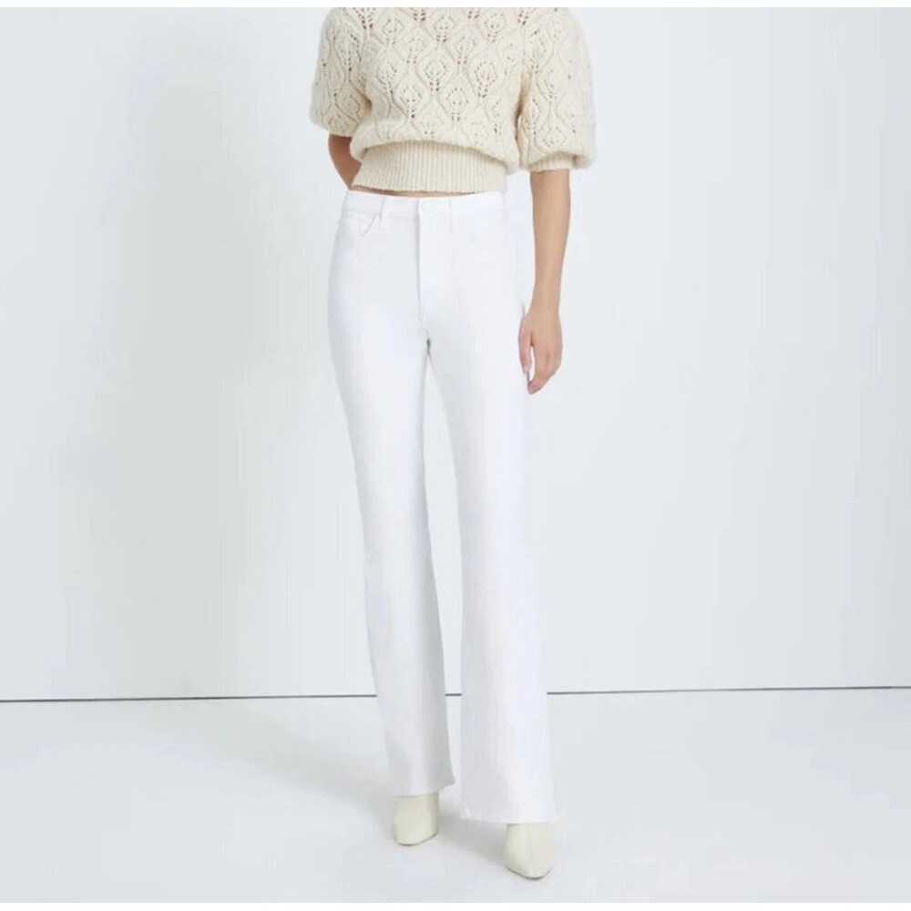 7 For All Mankind Easy Boot Jeans Women's 31 Flare Leg White High Rise Slim 7FAM